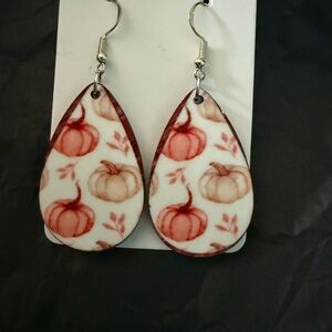 Pumpkin Patterned Teardrop Earrings